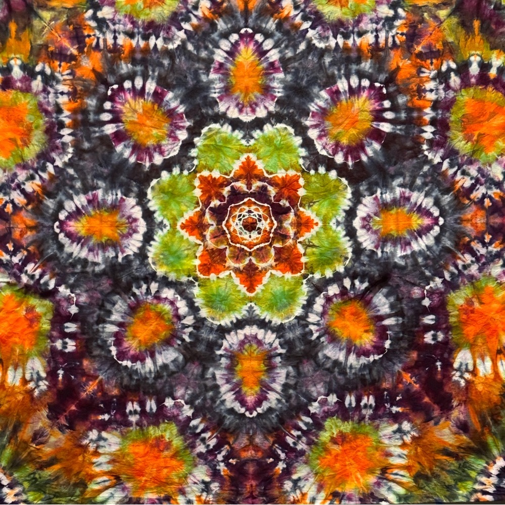 Handmade Halloween inspired tie dyed tapestry